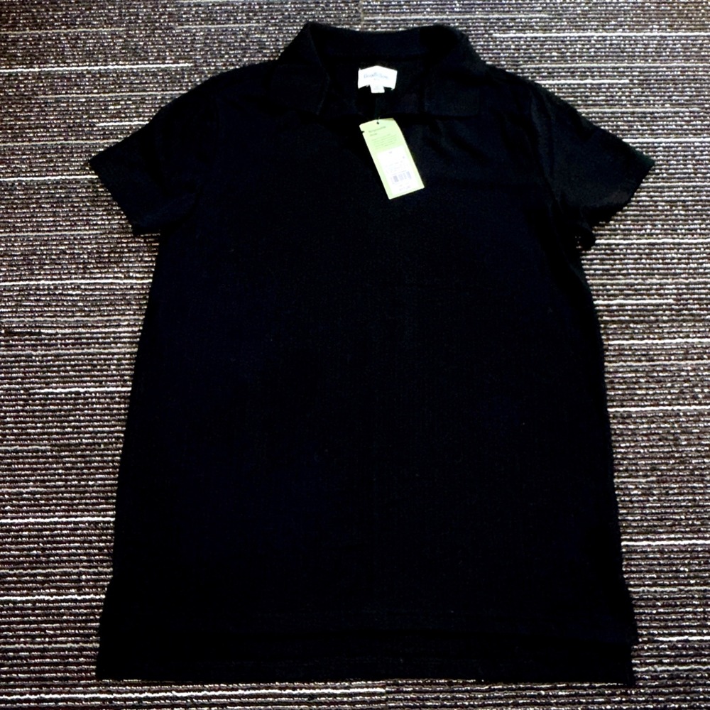 Goodfellow & Co Polo Shirt Men M Ebony Black New Ribbed Knit V-Neck Short Slv